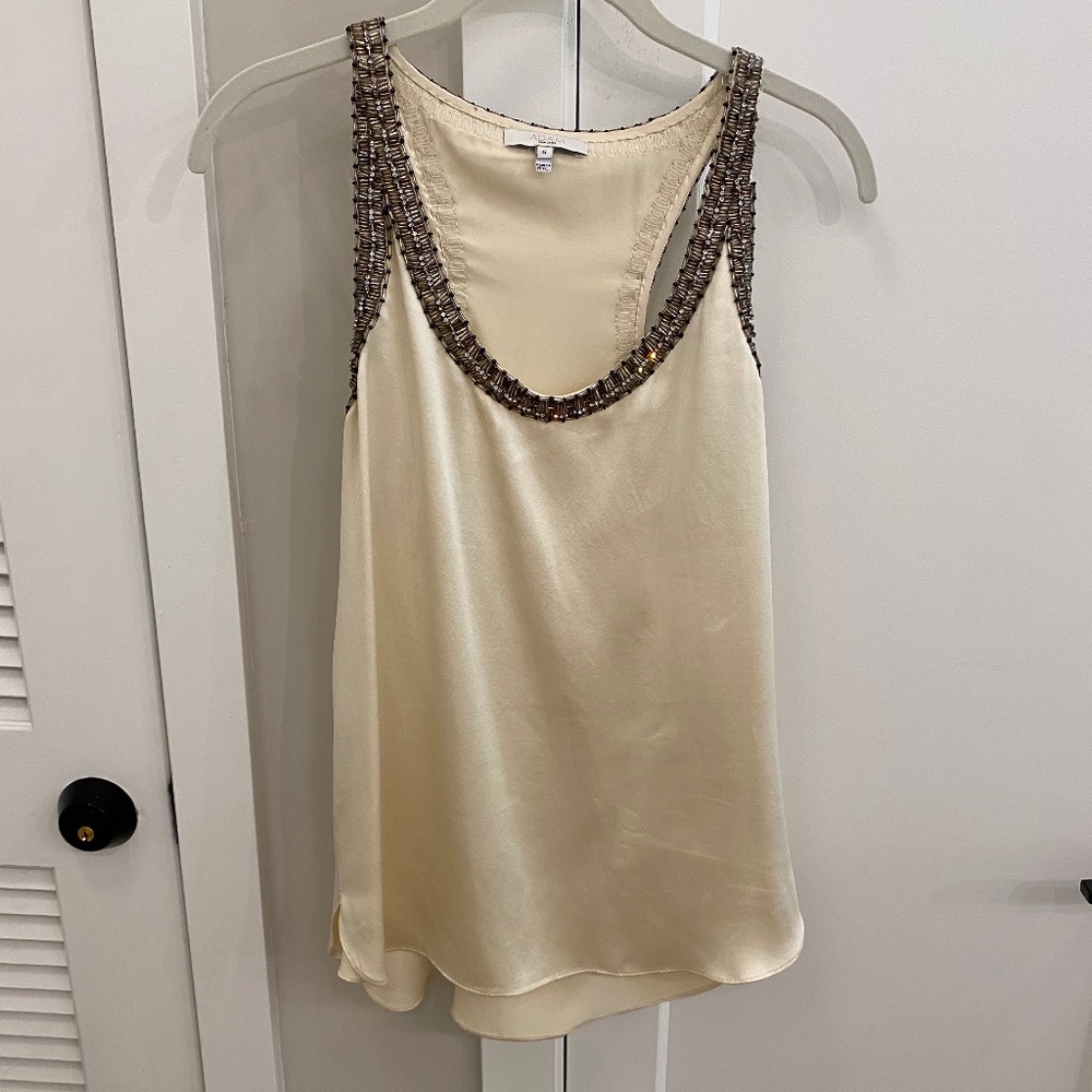 Adam White Silk Cami with Jewel Straps